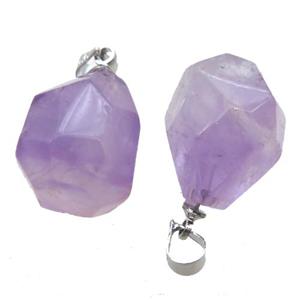 purple Amethyst pendant, freeform, approx 12-16mm