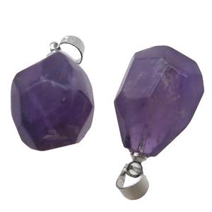 deep-purple Amethyst pendant, freeform, approx 12-16mm