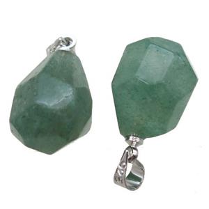 green Aventurine pendant, freeform, approx 12-16mm