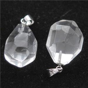 Clear Quartz pendant, freeform, approx 12-16mm