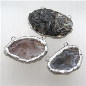 agate geode pendant with 2loops, freeform, approx 20-40mm