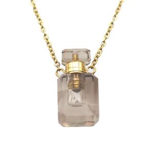 Smoky Quartz perfume bottle Necklace, approx 10x20mm