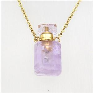 purple Amethyst perfume bottle Necklace, approx 10x20mm