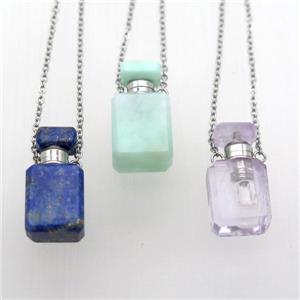 mixed Gemstone perfume bottle Necklace, approx 10x20mm
