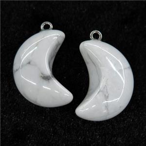 white howlite turquoise pendant, Crescent moon, approx 12-25mm
