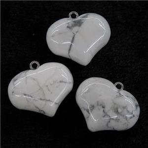 white Howlite Turquoise heart pendant, approx 20-27mm