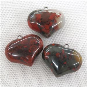 red Jasper heart pendant, approx 20-27mm