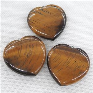 natural yellow Tiger eye stone heart pendant, approx 40x40mm