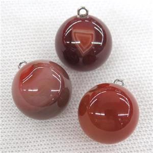 round red Agate ball pendant, approx 20mm dia