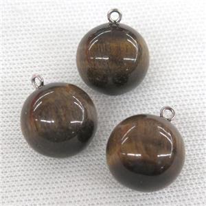 round iron Tiger eye stone pendant, approx 20mm dia
