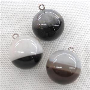 round black Agate Druzy ball pendant, approx 20mm dia