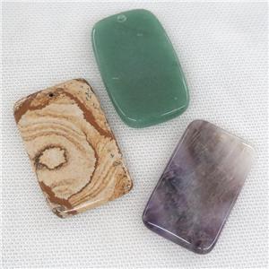 mixed Gemstone rectangle pendant, approx 35-55mm