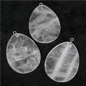 Clear Quartz pendant, faceted teardrop, approx 35-45mm