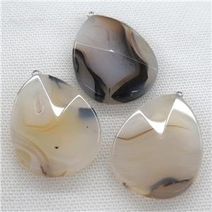 heihua Agate pendant, faceted teardrop, approx 35-45mm