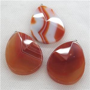 Red Agate pendant, faceted teardrop, approx 35-45mm