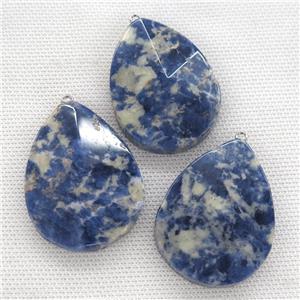 blue Sodalite pendant, faceted teardrop, approx 35-45mm