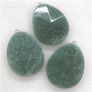 green Aventurine pendant, faceted teardrop, approx 35-45mm
