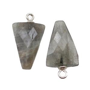 Labradorite pendant, faceted arrowhead, approx 11-16mm