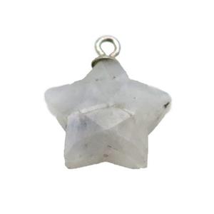 white MoonStone pendant, faceted star, approx 13mm dia