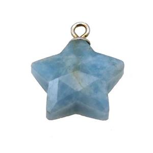 blue Apatite pendant, faceted star, approx 13mm dia
