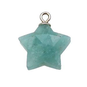 green Amazonite pendant, faceted star, approx 13mm dia