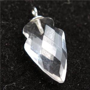 Clear Quartz pendant, faceted arrowhead, approx 9-15mm