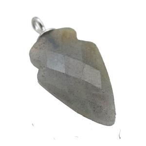 Labradorite pendant, faceted arrowhead, approx 9-15mm