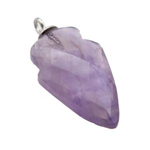 purple Amethyst pendant, faceted arrowhead, approx 9-15mm