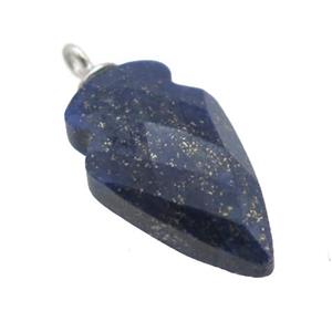 blue Lapis Lazuli pendant, faceted arrowhead, approx 9-15mm