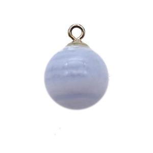 round Blue Lace Agate ball pendant, approx 10mm dia