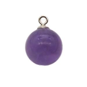 round purple Amethyst ball pendant, approx 10mm dia