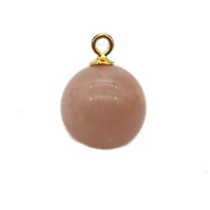round peach MoonStone ball pendant, approx 10mm dia