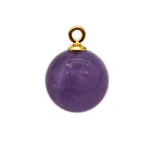round purple Amethyst ball pendant, approx 10mm dia