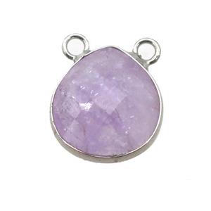purple Amethyst pendant with 2loops, faceted teardrop, approx 14-15mm