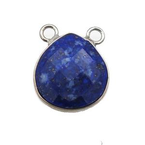 blue Lapis pendant with 2loops, faceted teardrop, approx 14-15mm