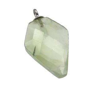 green Prehnite pendant, faceted arrowhead, approx 11-16mm