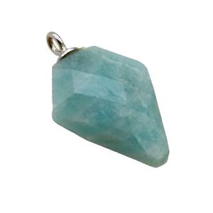 green Amazonite pendant, faceted arrowhead, approx 11-16mm