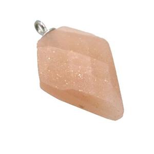 peach MoonStone pendant, faceted arrowhead, approx 11-16mm