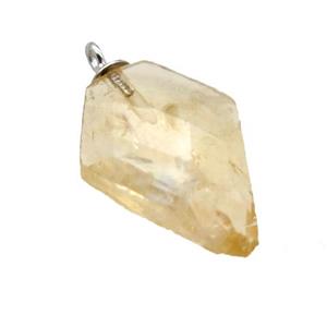 yellow Citrine pendant, faceted arrowhead, approx 11-16mm