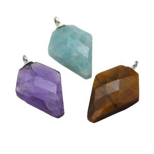 mix Gemstone pendant, faceted arrowhead, approx 11-16mm