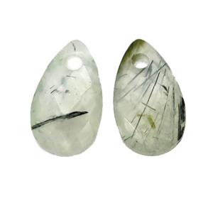 green Prehnite pendant, faceted teardrop, approx 9-15mm