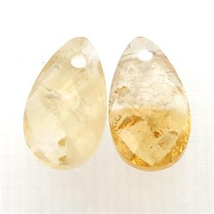 yellow Citrine pendant, faceted teardrop, approx 9-15mm