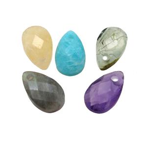 mix Gemstone pendant, faceted teardrop, approx 9-15mm