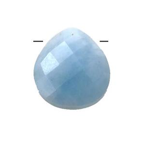 blue Aquamarine pendant, faceted teardrop, approx 13-14mm