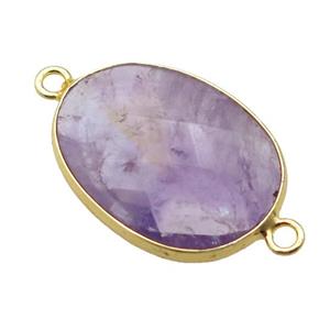purple Amethyst oval connector, approx 17-22mm