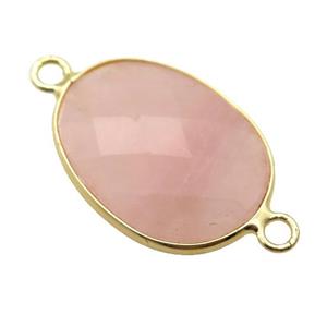 Rose Quartz oval connector, approx 17-22mm