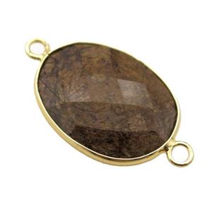 Bronzite oval connector, approx 17-22mm
