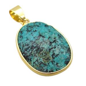 green African Turquoise oval pendant, approx 17-22mm
