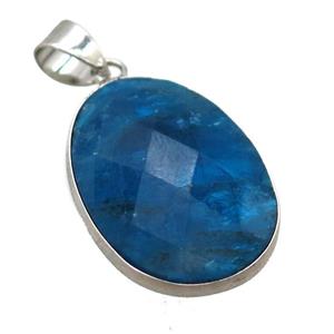 blue Apatite oval pendant, approx 17-22mm
