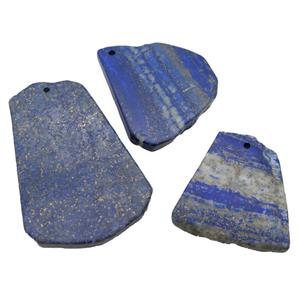 blue Lapis slice pendant, freeform, approx 40-70mm